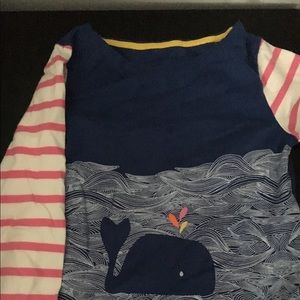 Mini Boden  girls LS boatneck whale T-shirt